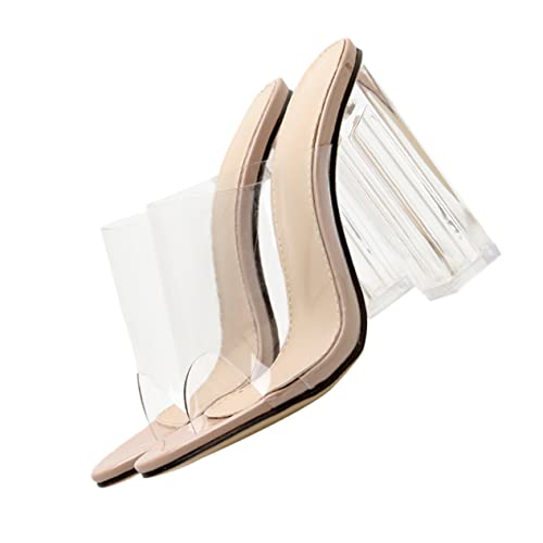CALLARON Damen High Heels Sandalen Transparent Absatz Elegant Rutschfest Sommermode Für Party Arbeit Festliche Anlässe Stilvolle Bequeme Schuhe von CALLARON