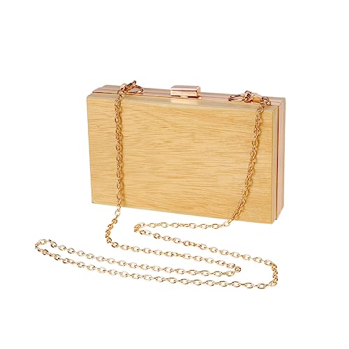 CALLARON Damen Holztasche mit Metallkette Crossbody Bag Vielseitige Umhängetasche für Frauen und Mädchen Geräumige Schultertasche Natürlicher Holzoptik von CALLARON