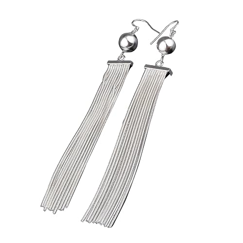 CALLARON Damen Ohrschmuck Silber Plattiert Lange Schlangenkette Quasten Ohrringe Geometrisch Modisch für Hochzeit Bankett Alltag von CALLARON