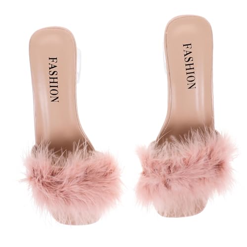 CALLARON Damen Open toe Slipper mit Chunky Heel Atmungsaktive Sommer Pantoffeln aus PU und Gummi Bequeme Hausschuhe für Indoor und Outdoor Modische Strand Freizeit sandalen von CALLARON