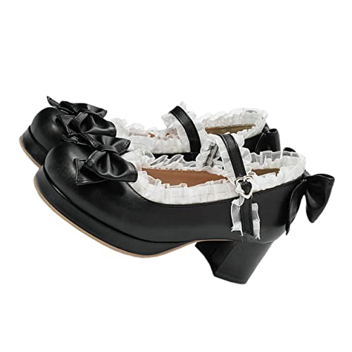 CALLARON Damen Pumps mit Breitem Blockabsatz Komfortable High Heels mit Schnallenverschluss Schuhe für Frauen Langlebig und Modisch Schwarz von CALLARON