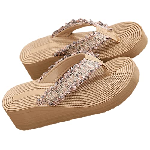 CALLARON Damen Sandalen Keilabsatz Sommer Sandaletten Boho Stil Atmungsaktiv Leicht Rutschfest Für Strand Party Outdoor Alltag von CALLARON