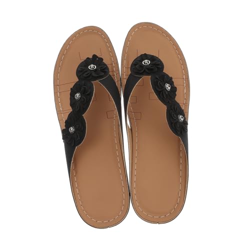 CALLARON Damen Sandalen PU Material Keilabsatz Sommer Schuhe Strand Slipper Komfortabel Modisch Leicht Ausziehbar Schwarz CALLARON Damen Sandalen PU Material Keilabsatz Sommer Schuhe Strand Slipper Komfortabel Modisch Leicht Ausziehbar Schwarz von CALLARON