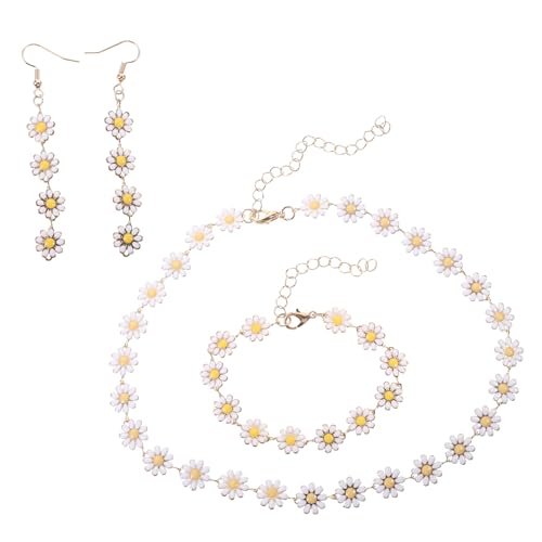 CALLARON Damen Schmuckset Teilig mit Kleinen Halskette Ohrringe Armband aus Langlebiger Legierung Modisches Accessoire für Frühling Sommer Vielseitig Kombinierbar von CALLARON