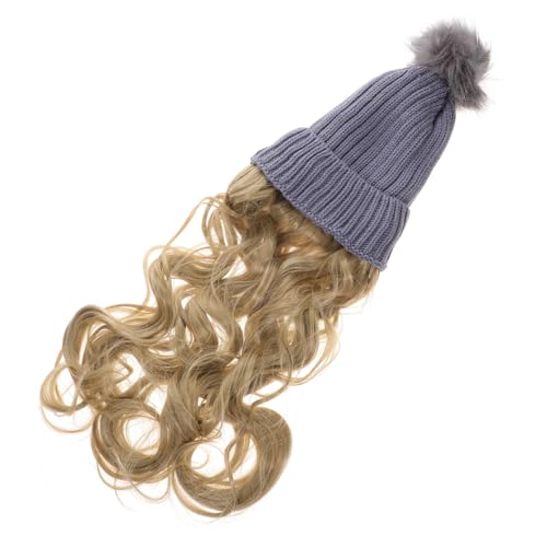 CALLARON Damen Strickmütze mit Realistischen Langen Haarverlängerungen Weiche Winter Beanie Atmungsaktiv Dehnbar Bouncy Locken Perücke Warm und Bequem für Kalte Tage von CALLARON