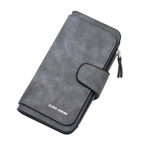 CALLARON Damen-geldbörse Mit Druckknopfverschluss – Mattierte Pu-geldbörse Mit Taschen Ideal Für Damentaschen Geldbörse Für Frauen (grau) von CALLARON