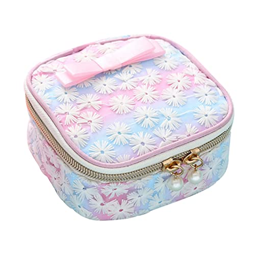 CALLARON Damenbinden Aufbewahrungstasche Im Freien Organizer Mit Reißverschluss Quadratische Kosmetiktasche Besticktem Netz Gradient Für Reisen von CALLARON