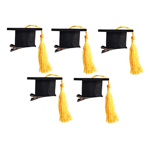 CALLARON 5stücke Mini-doktorhauben-haarspangen Für Absolventen Haarnadeln Quaste-kopfschmuck Abschlussfeier-accessoires Dekoration Für Erwachsene Und Junge Mädchen Gelb von CALLARON
