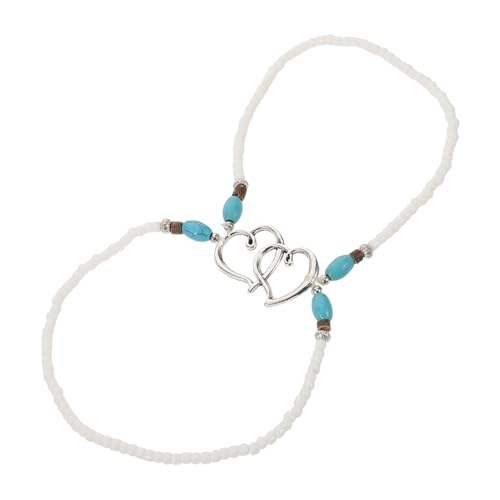 CALLARON Mehrlagige Herzarmbänder Aus Zinklegierung Und Perlen-fußkettchen Für Frauen Fußschmuck Mit Herzform Und Perlen Geeignet Als Strand-fußkettchen Und Täglicher von CALLARON