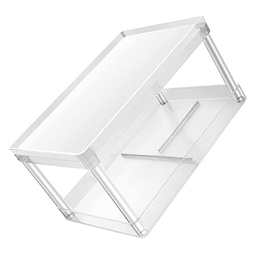 CALLARON Doppelschichtiges Kosmetikregal Abnehmbarer Desktop Organizer Für Make Up Und Zubehör Transparentes Aufbewahrungsregal Für Schlafzimmer Und Badezimmer von CALLARON