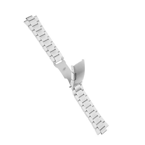 CALLARON Edelstahl Uhrarmband mit Gebogenen Enden Metall Mesh Armband Single side Klappverschluss Robust und Kratzfest Komfortabel für Herrenarmbanduhr von CALLARON