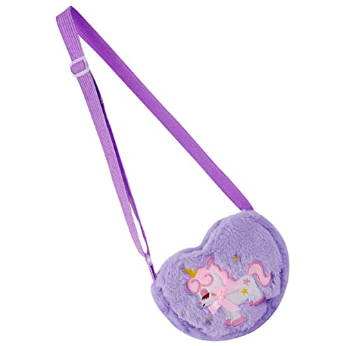 CALLARON Einhorn Umhängetasche Klare Büchertaschen Damen Umhängetaschen Cartoon Weiche Tasche Umhängetasche Damen Umhängetasche Für Damen Violett Damentaschen Mädchen Plüsch Pailletten von CALLARON