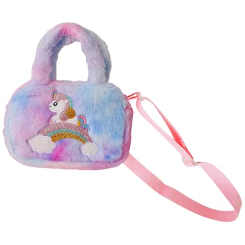 CALLARON Titel Niedliche Einhorn Umhängetasche Für Mädchen Fuzzy Schultertasche Mit Regenbogen-Design Leicht Und Ergonomisch Für Schule Und Freizeit von CALLARON
