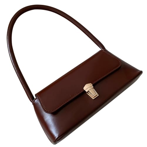 CALLARON Elegante Damen Schultertasche Klein Soft PU Handtasche Vintage Stil Modisch Vielseitig als Hand Umhängetasche für Alltag Reisen Party in Dunkelbraun von CALLARON
