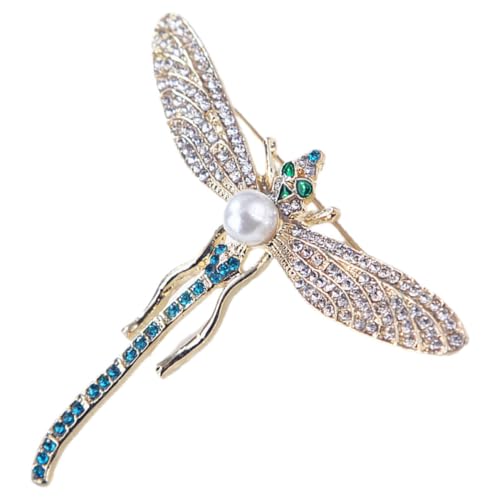 CALLARON Elegante Libellen Brosche mit Strass und Perlen Modischer Ansteckpin für Damen Vielseitige Reversnadel Schmuckaccessoire für Schal Jacke Geschenkidee für Frauen von CALLARON