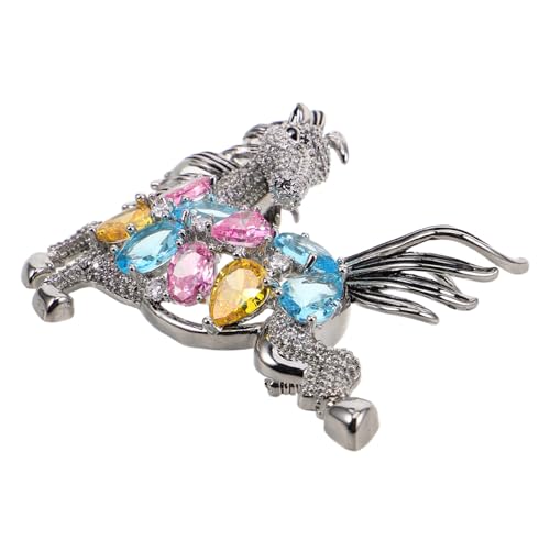 CALLARON Elegante Pferdebrosche mit Bunten Strasssteinen für Damen und Herren Leichte Robuste Tier-anstecknadel für Anzüge Pullover Kleider und Jacken Sichere Befestigung Modisches von CALLARON