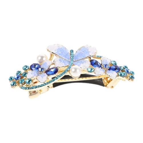 CALLARON Eleganter Blauer Wasserdiamant Haarklammer mit Federverschluss Funkelnder Strass Schmetterling und Blumen Design Vielseitiger Haarschmuck für Frauen und Mädchen für Pferdeschwanz CALLARON Eleganter Blauer Wasserdiamant Haarklammer mit Federverschluss Funkelnder Strass Schmetterling und Blumen Design Vielseitiger Haarschmuck für Frauen und Mädchen für Pferdeschwanz von CALLARON