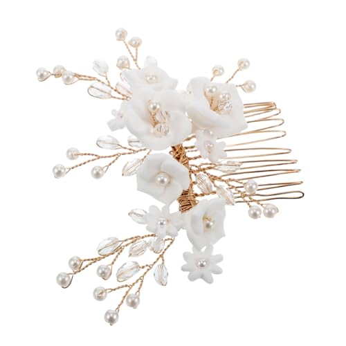 CALLARON Eleganter Europäischer Hochzeits-haarkamm Mit Weißen Und Perlenakzenten Für Bräute Brautschmuck Und Blumenmädchen-haaraccessoires von CALLARON