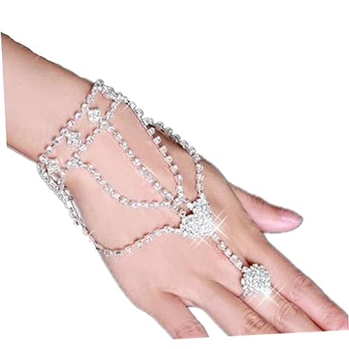 CALLARON Elegantes Damen Hochzeitsarmband Mit Ring Zierliches Brautarmband Mit Funkelnden Rhinestones Modisches Accessoire Für Den Besonderen Tag Ideal Für Hochzeiten Und Brautjungfern von CALLARON