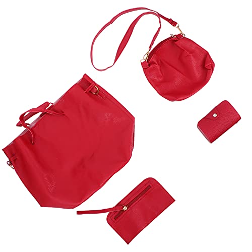 CALLARON Elegantes Rotes Gestepptes Tragetaschen-Set Für Damen Bestehend Aus Einer Umhängetasche Und Einer Geldbörse Mit Reißverschluss Mehrzweck-geldbörsen-Set von CALLARON