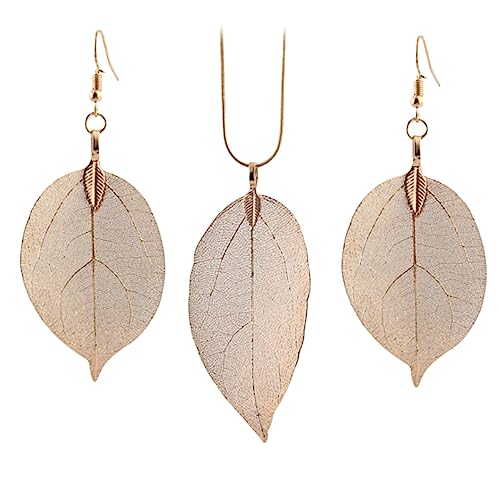 CALLARON Blattkette Mit Anhänger Elegante Ohrringe Ohrhänger Damen Damenschmuck Aus Goldfarbenem Halskette Und Ohrhänger-kombination Für Mode-outfits von CALLARON