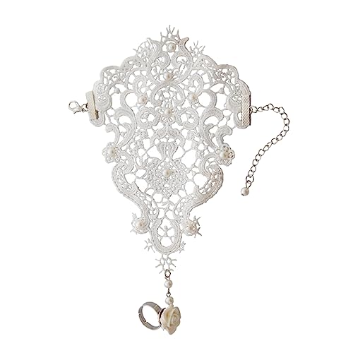 CALLARON Elegantes Spitzen Finger Armband Hohles Design Integrierte Ring und Handgelenkschmuck für Braut und Festliche Anlässe Weiß Langlebiges Perlen Spitzenmaterial CALLARON Elegantes Spitzen Finger Armband Hohles Design Integrierte Ring und Handgelenkschmuck für Braut und Festliche Anlässe Weiß Langlebiges Perlen Spitzenmaterial von CALLARON