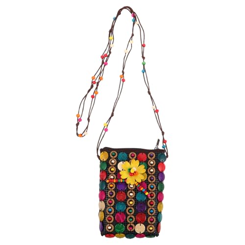 CALLARON Ethnische Kokosnussschalen Umhängetasche mit Handgefertigten Perlen Langlebig und Robust Praktischer Langer Trageriemen Stilvoller Boho Crossbody-beutel für Reisen und Alltag von CALLARON