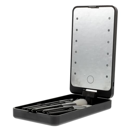 CALLARON Eyelash Organizer Mit Led Spiegel Licht Tragbare Make-up Box Für Wimpern Kompakte Aufbewahrung Für Reise Alltag Für Geschenke An Frauen Schwarz Mit Pinsel von CALLARON