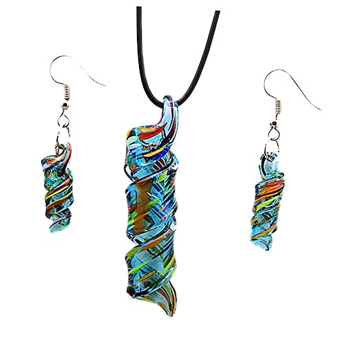 CALLARON Farbenfrohes Retro Schmuckset für Damen Halskette und Ohrringe Handgefertigt für Zeitgemäß und von CALLARON