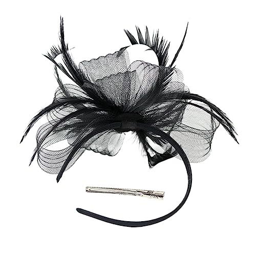 CALLARON Fascinator Haarschmuck Für Frauen Eleganter Haarklip Und Haarreif Für Hochzeiten Derby Und Teepartys Stilvolles Accessoire Mit Netz Und Federn von CALLARON