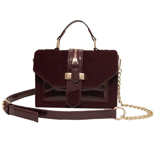 CALLARON Fashion Kette Schultertasche Damen PU Große Kapazität Quadratisch Crossbody Umhängetasche für Alltag Arbeit Reise Rot CALLARON Fashion Kette Schultertasche Damen PU Große Kapazität Quadratisch Crossbody Umhängetasche für Alltag Arbeit Reise Rot von CALLARON