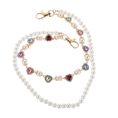 CALLARON Faux Pearl Herz Hüftkette mit Bunten Strasssteinen Langlebige Hip Hop Wallet Chain für Damen Herren Jeans Taschenkette Glänzender Taillenschmuck für Partys Bühne von CALLARON