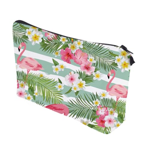 CALLARON Flamingo Und Blumen Kosmetiktasche Tragbare Multifunktions-kulturtasche Für Damen Organizer Für Toilettenartikel Reise-Make-up-Tasche Praktische Aufbewahrung Für Kosmetik Und von CALLARON