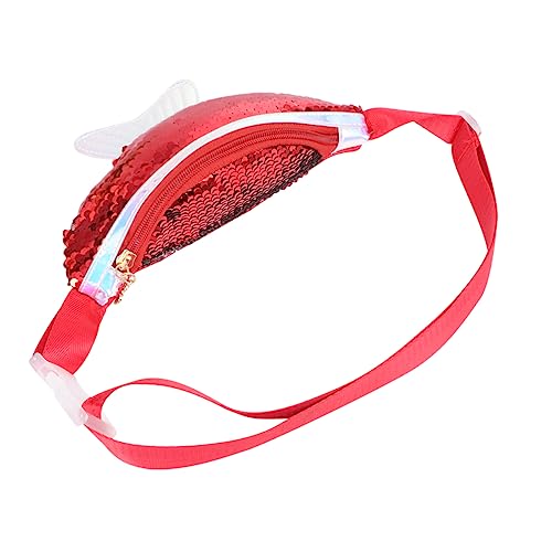 CALLARON Fischschwanz Damen Umhängetasche Rote Crossbody Tasche Mit Glitzerpailletten Multifunktionale Hüfttasche Für Freizeit Sport Und Reisen Leicht Und Geräumig Pu Material von CALLARON