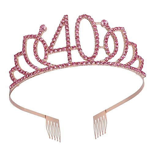 CALLARON Elegante Geburtstagskrone Stirnband Mit Strass Jahre Headdress Für Frauen Und Mädchen Delikate Haarschmuck Dekoration Für Kuchen Und Partys von CALLARON