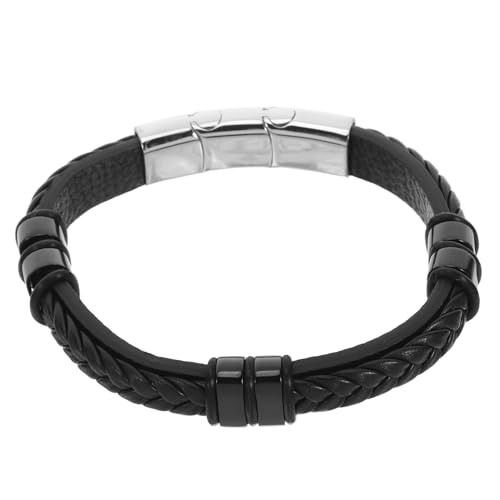 CALLARON Geflochtenes Herren Lederarmband Verstellbarer Edelstahl Magnetverschluss Doppellagiges Armband Für Alltag Party Reise von CALLARON