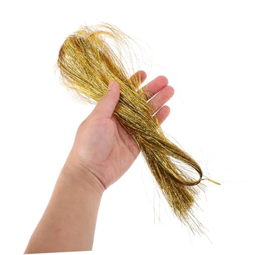 CALLARON Glitzernde Haarverlängerungs Set mit Metallischen Tinselsträhnen Holz Häkelnadel Kleine Micro Ringe Schwarz und Braun Nahtlose Extensions DIY Styling Zubehör für Professionelle von CALLARON