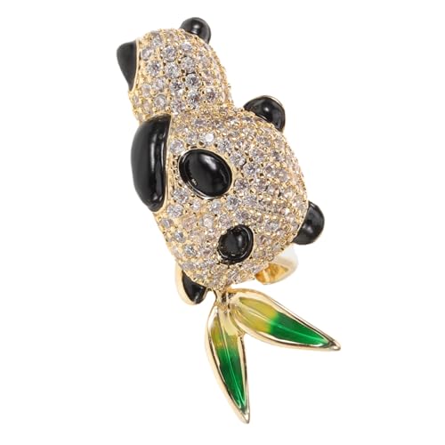 CALLARON Glitzernde Panda brosche mit Strasssteinen Kreatives Bambusblatt design Rutschfeste Anstecknadel Leichter Schmuck für Kleid Hut Rucksack Pullover Modische Tier dekoration von CALLARON