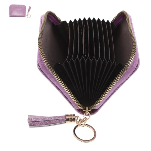 CALLARON Glitzerndes PU Kartenetui mit Großer Kapazität Reißverschluss-münzfach Schlüsselanhänger-tasseln Multifunktionales Damen Portemonnaie für Kredit Visitenkarten von CALLARON