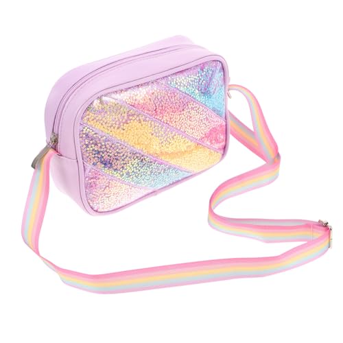 CALLARON Glitzertasche mit Pailletten Verstellbare Umhängetasche mit Regenbogen Sternmotiv Leichte Schultertasche für Mädchen und Kleinkinder Cartoon Herz-Design für Schule und Alltag von CALLARON