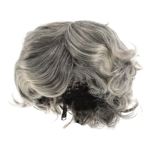CALLARON Graue Kurze Perücke für Damen Alte Perücke Cosplay Zubehör für Halloween Weihnachten Hochwertiges Wiederverwendbares Material für Fasching Karneval von CALLARON