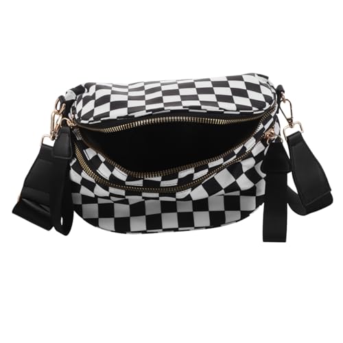 CALLARON Große Damen Crossbody Tasche Kariert mit Verstellbarem Schultergurt Modische Shellförmige Umhängetasche aus Langlebigem und Geräumige Leichte Schultertasche für Alltag Reise von CALLARON
