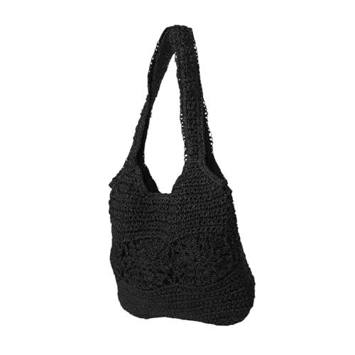 CALLARON Große Sommer Schultertasche aus Handgeflochtenem Stroh Geräumige Unterarm Strandtasche mit Mehreren Fächern Modische Damen Tote Bag für Reisen Alltag und Strandausflüge von CALLARON