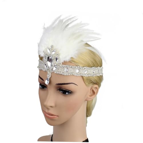 CALLARON Stirnband Haarbänder haarschmuck Tiara Party-Stirnband Haarpflegezubehör Hochzeit Kopfbedeckung Schal Braut Weiß Hochzeit Stirnband von CALLARON