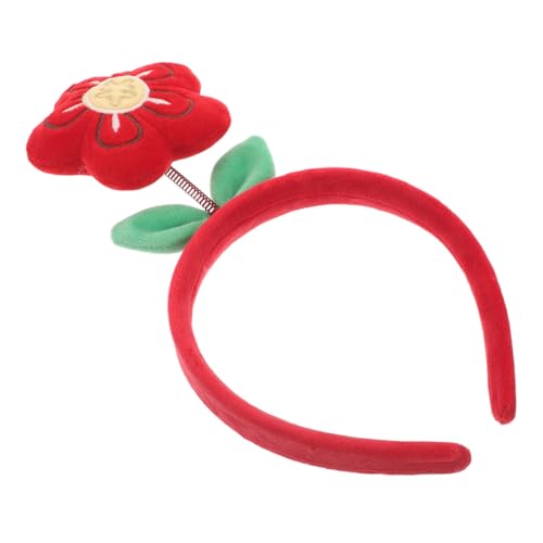 CALLARON Blumen Stirnband Rot Mit Federmechanismus Für Mädchen Und Frauen Haarschmuck Aus Stoffblumen Für Frisuren Und Täglichen Gebrauch von CALLARON
