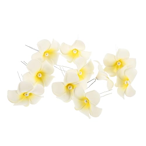 CALLARON 10stücke Plumeria Haarnadel U-förmige Haargabel Hawaiian Blume Haarspange Für Frauen Damen Haar Accessoire Blumen Kopfschmuck Haargabeln von CALLARON