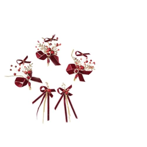 CALLARON Haarnadel Mit Schleife Und Ohrringe Schmuck Set Für Hochzeit Tanzball Party Und Andere Anlässe Für Süßen Look Und Vielfältige Frisuren von CALLARON