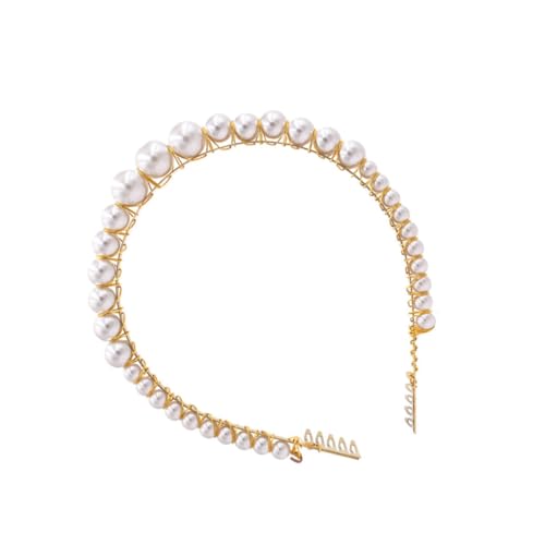 CALLARON Perlen-stirnband Für Damen Und Mädchen Weißer Haarreif Mit Perlen Handgefertigt Schmuck-haarreif Für Hochzeit Und Party von CALLARON
