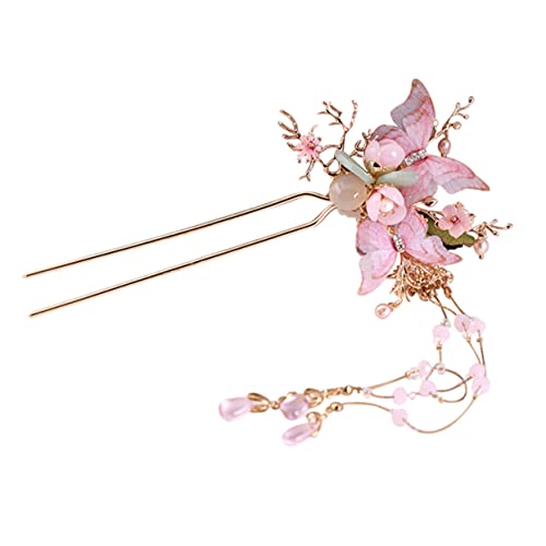 CALLARON Häarchopsticks Mit Quaste Retro-blume Haarschmuck Für Damen Für Hochzeiten Cosplay Und Partys Langlebig Und Dekorativ Für Mittellanges Dickes Haar von CALLARON