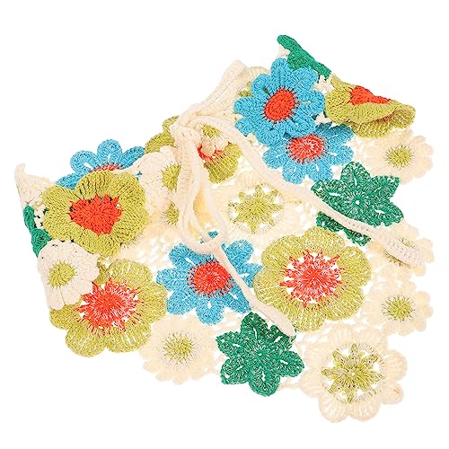 CALLARON Häkel Haarbandana für Damen Atmungsaktives Kopftuch für Verschiedene Frisuren und Anlässe Wie Kostüme und Fotoshootings Grünes Blumenmuster von CALLARON